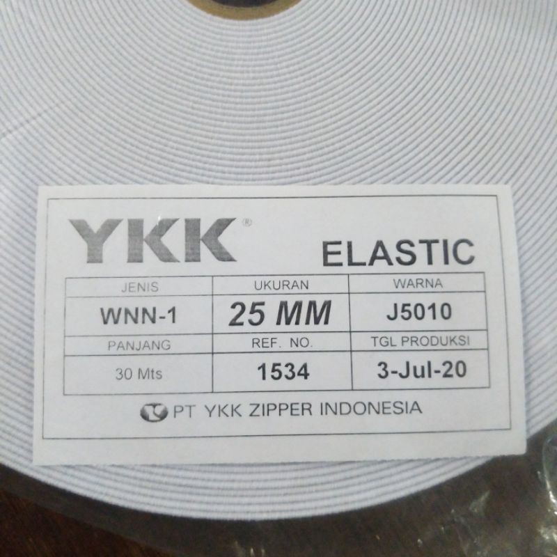 

karet ykk 2.5cm warna putih 1 roll