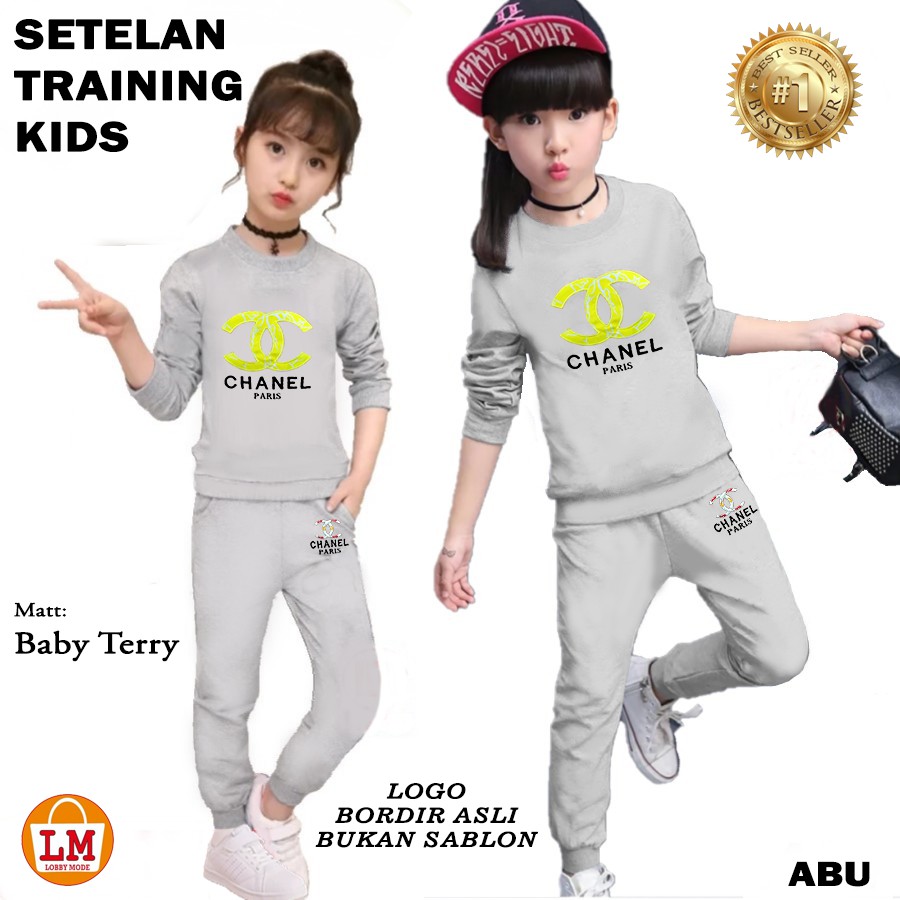 TERBARU Baju Setelan Pakaian Olahraga Anak Perempuan  KIDS Full BORDIR Ukuran S M L LMS 21538