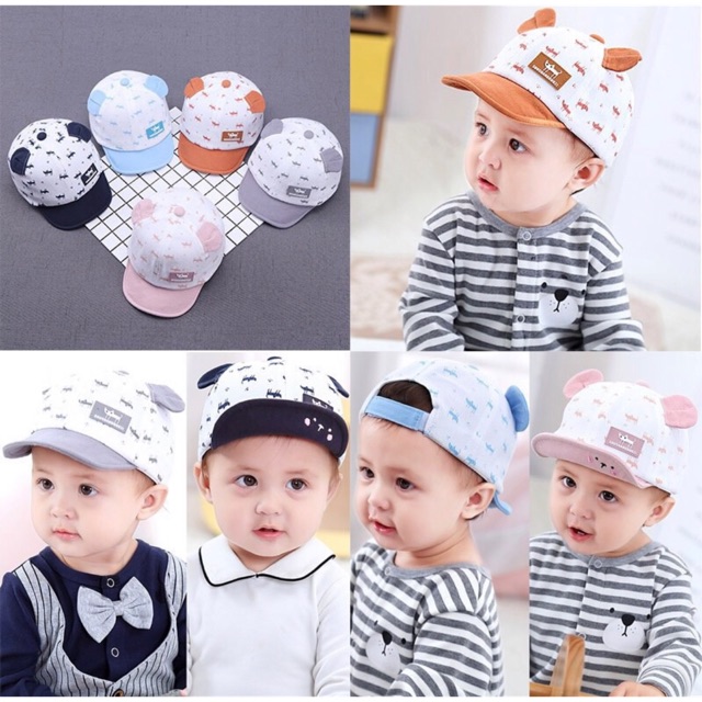 Topi Baseball Motif Print Kartun Kucing untuk Bayi anak balita baby hat cap (shushangguozi)