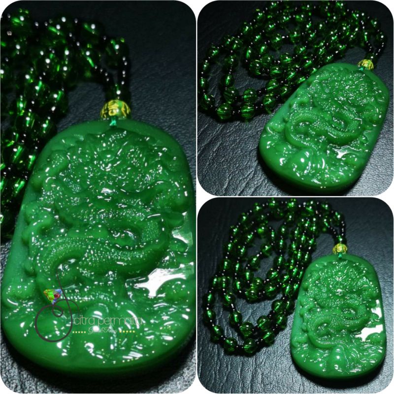 Kalung Batu Giok Motif Naga Kalung Keberuntungan