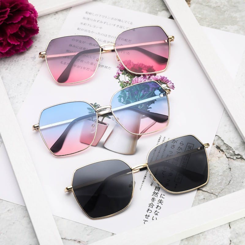 Frame Kacamata Hitam Sunglasses Diameter Besar Fashion Wanita &amp; Pria Fashion Korea Kcamata Anti SIlau Sinar UV Ultraviolet Matahari  Sunglass Model Mewah Artis Retro KCH4