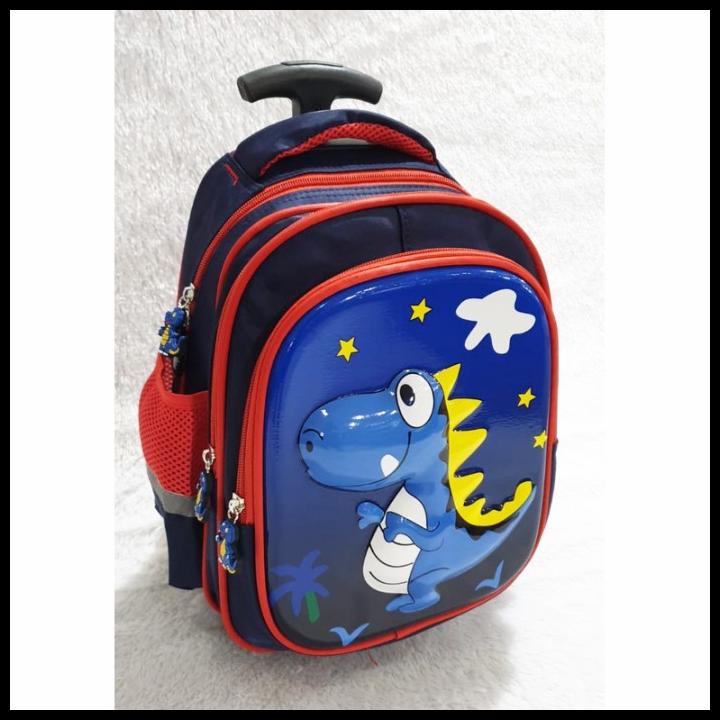 Tas Trolley Ransel Sekolah Anak Tk Dinosaurus Dino Tas Koper Troly