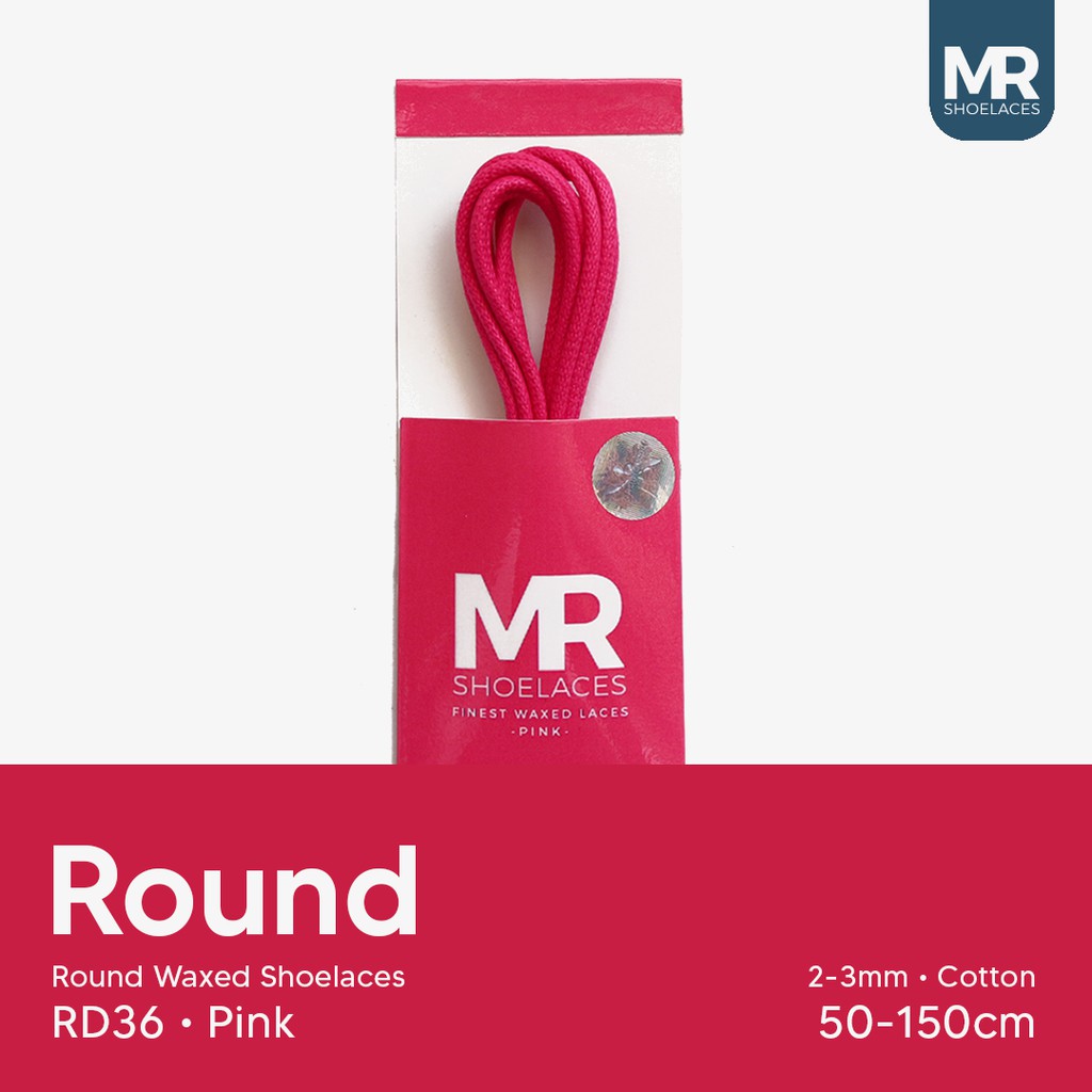 MR Shoelaces RD36 Pink (Merah Muda) Tali Sepatu Lilin 2-3mm Bulat Round 50cm 60cm 70cm 80cm 90cm 100cm 120cm 150cm (Waxed Laces) - Premium Shoelace