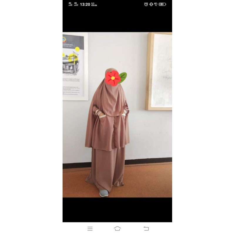 gamis set khimar lengan bolong saku