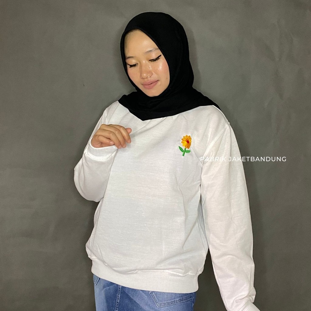 Daisy Flower Bordir // sweater crawneck Wanita