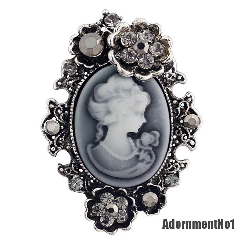 (Adornmentno1) 1pc Bros / Pin Gaya Victoria Motif Cameo Aksen Kristal Untuk Aksesoris Wanita / Pesta Pernikahan