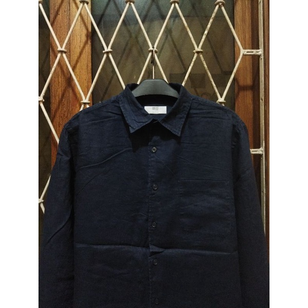kemeja linen uniqlo second original L kemeja polos kasual pria murah terlaris