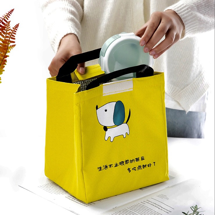 Lunch Bag Tas Bekal Cooler Bag Motif Anjing (Yellow)