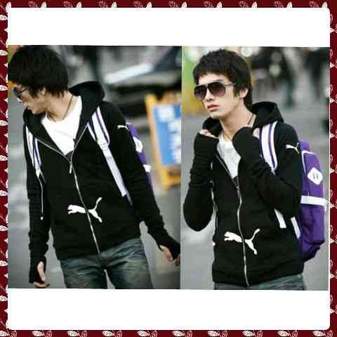 [Jkt Man Puma Black LT] jaket pria babyterry hitam