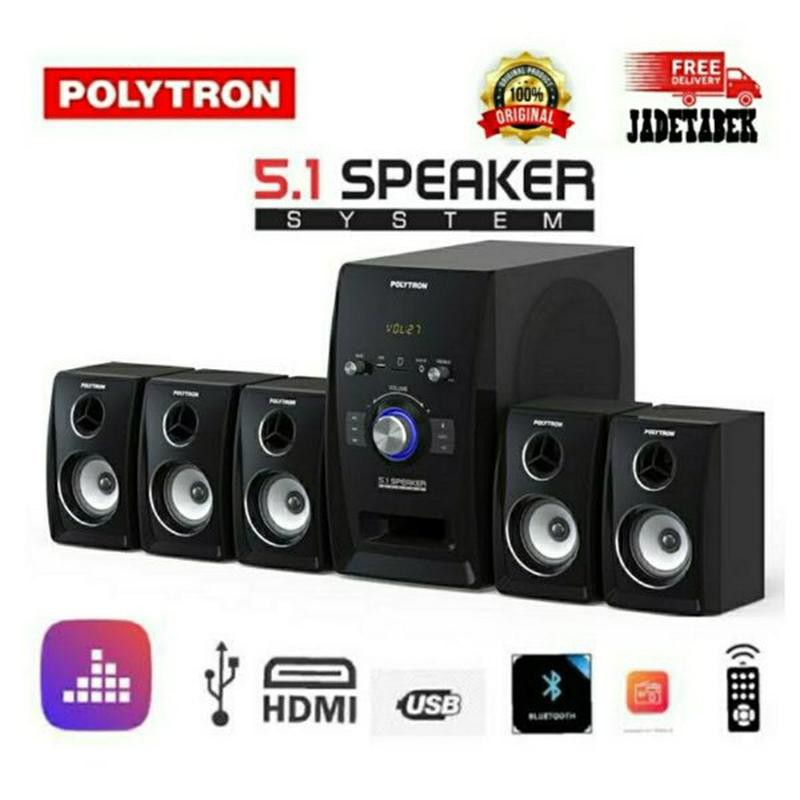 POLYTRON PHT 551 SPEAKER SYSTEM HOME THEATER 5.1 CHANNEL BLUETOOTH