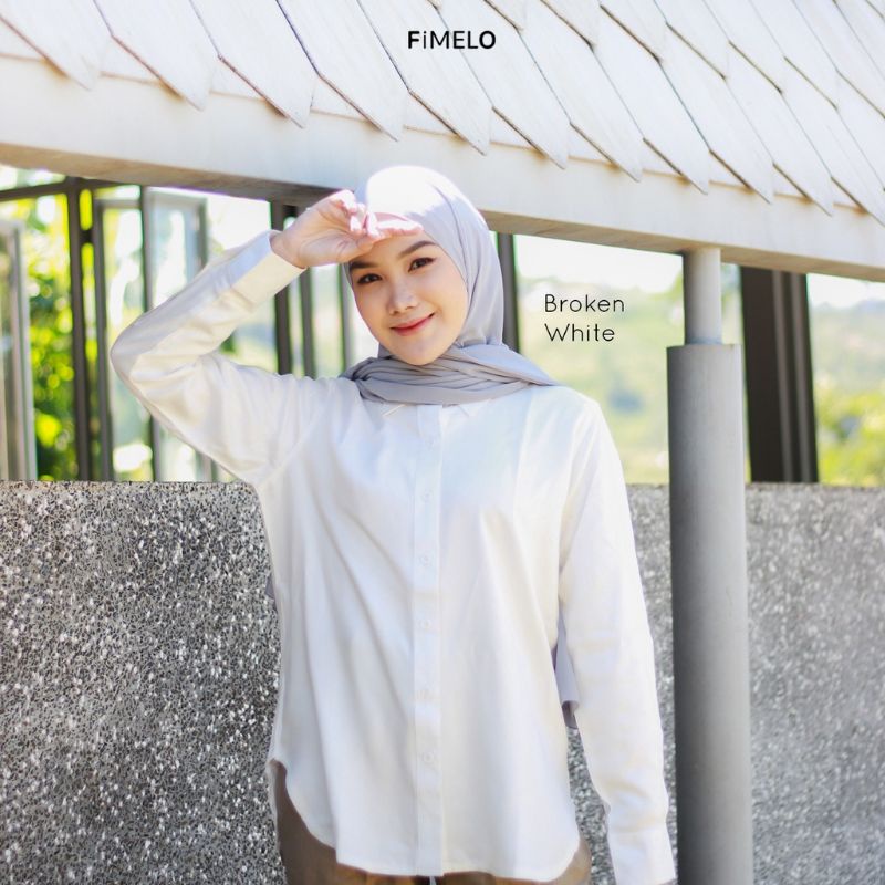 BM ~KEMEJA POLOS HITAM PUTIH MOSCREPE / KEMEJA TANGAN SKODER / Kemeja kantor polos putih COD-Putih 027