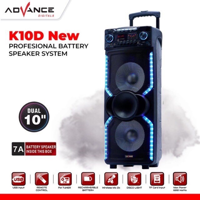 ADVANCE K 10D - Speaker Portable 10&quot; x 2 / Speaker Meeting Bluetooth