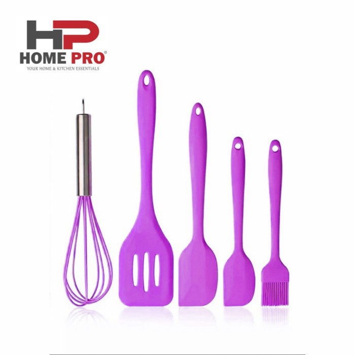 [BISA COD] Home Pro 5 Pcs Sutil Spatula Silicone Sodet Silikon Alat Masak Set Berkualitas