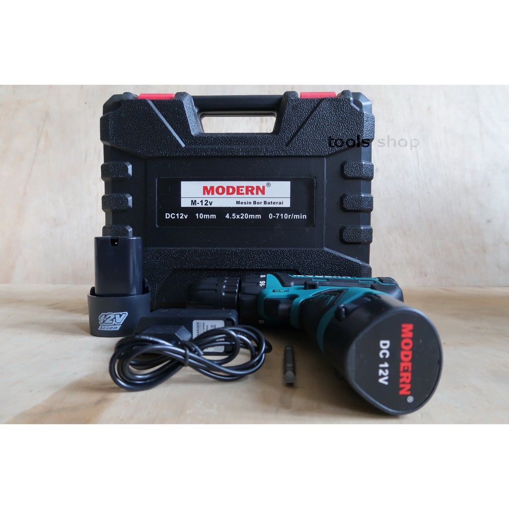 MODERN Mesin Bor Baterai M-12V/ Cordless Drill 10mm