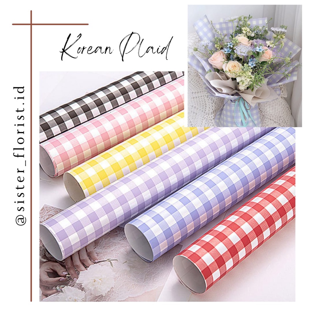 

SF033 Kertas Bunga Buket Kotak Garis/Kertas Buket Bunga Florist Cellophane/Flower Wrapping Paper / korean plaid wrapping