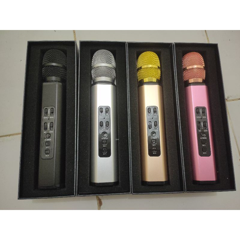 Mic Karaoke K6 Wireless Bluetooth Karaoke Player Smule Microphone Speaker KTV Efek USB Player