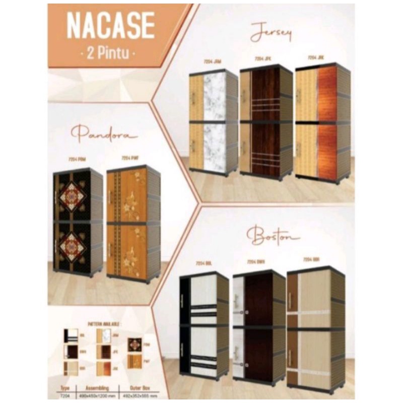 NAIBA Nacase 7204 / Lemari Laci Kabinet Nacase Plastik Susun 4 Tahap 2 Pintu Kunci