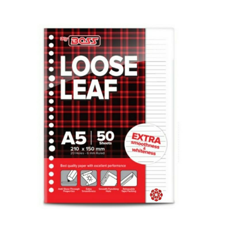 Kertas File Loose Leaf Isi Binder BigBoss A5 50 Lembar