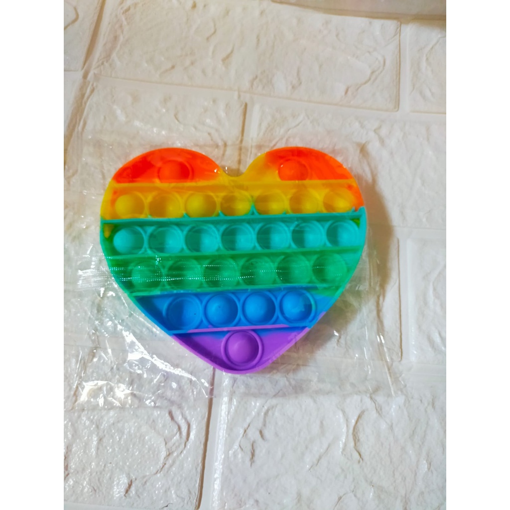 Promo Mainan Fidget Push Pop It Rainbow Gelembung Mainan Penghilang Stres-love
