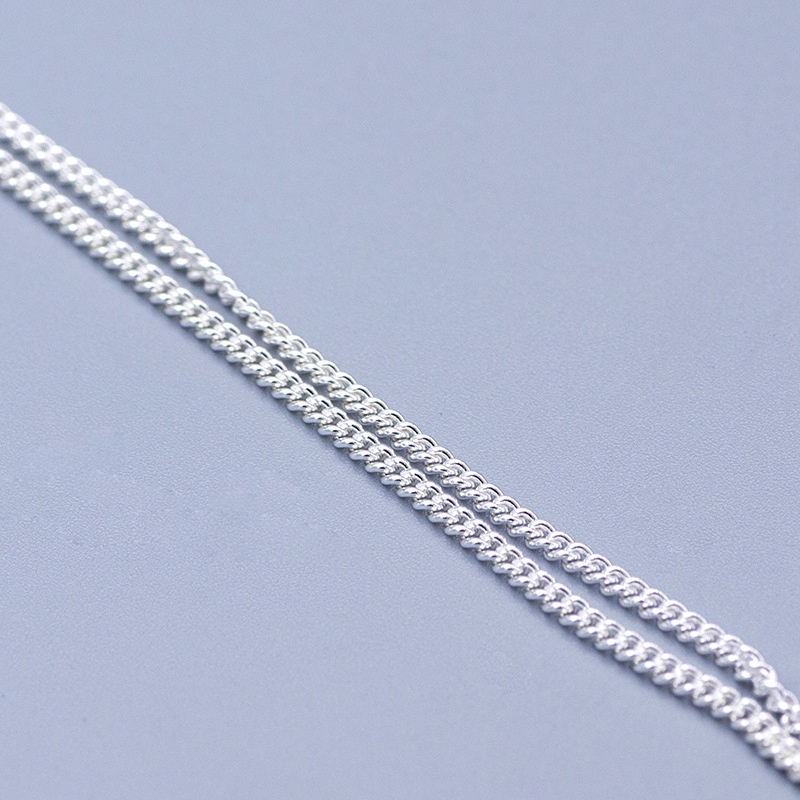 100% Rantai perak murni  Kalung S925 Fashion 1.5mm Rantai Samping Tidak Ada Liontin Pria/Wanita Pasangan Kalung