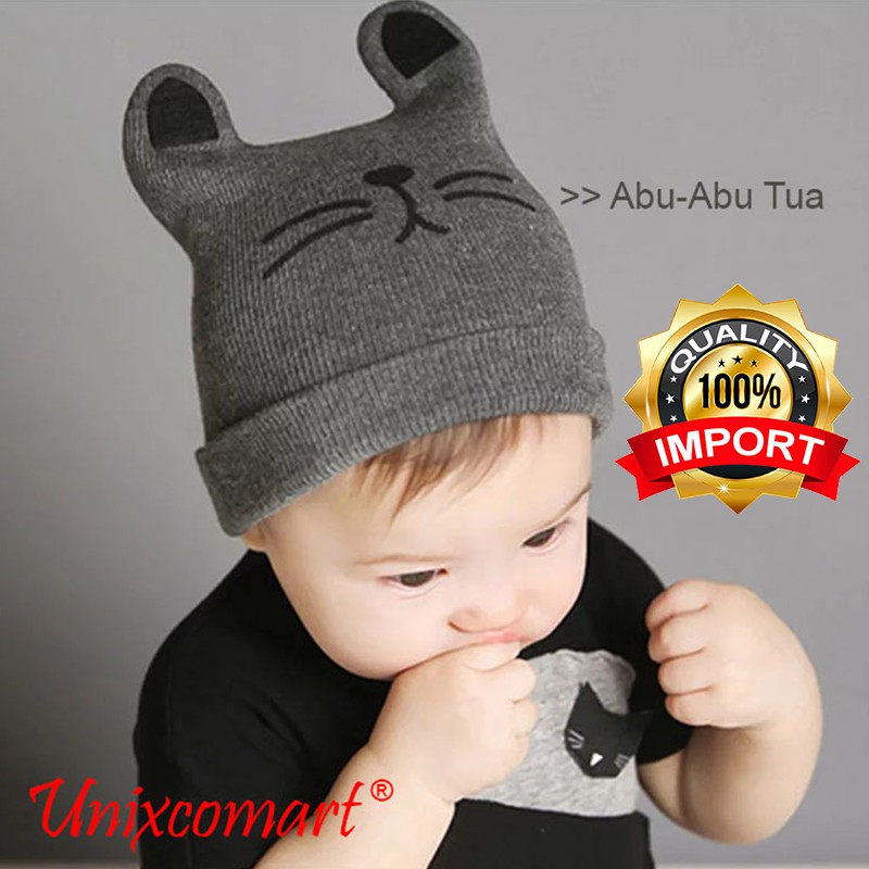 Cat Hat Topi Kupluk Lucu Anak Bayi Bahan Rajut