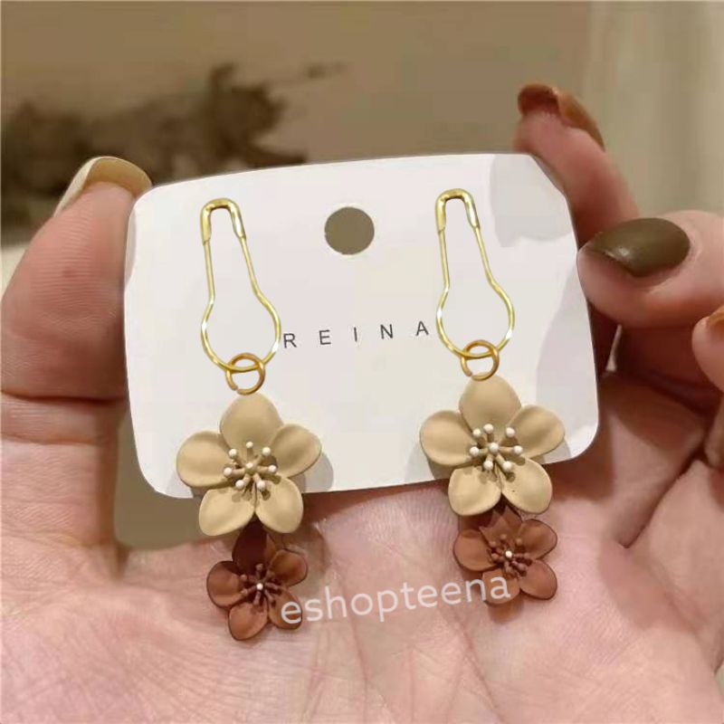 A10 anting hijab juntai bunga double susun warna_anting jilbab