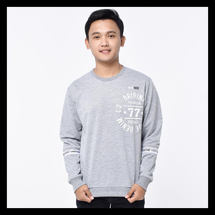 Ina SEYES 1154 Sweatshirt Sweater Pria Lengan Panjang Premium Grey - L SPECIAL Kode 1438