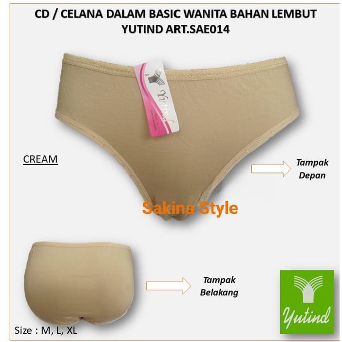 Yutind art.SAE014 | CD Kancut Cewek / Celana Dalam Basic Wanita Dewasa Bahan Halus Lembut COD Sakina