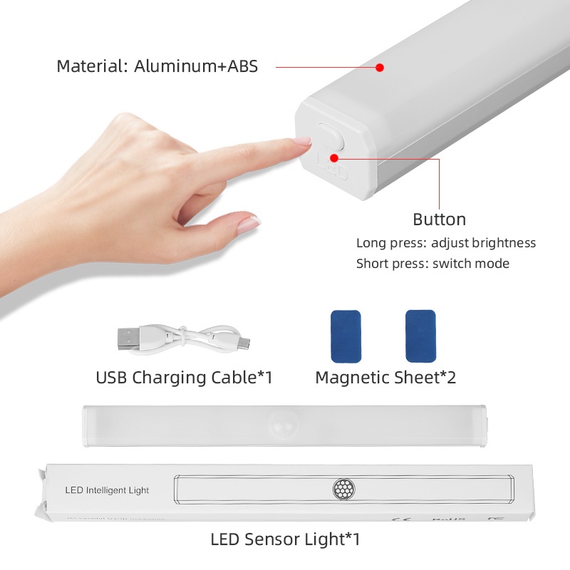 Lampu Dinding LED Tombol Lampu Belajar  Multifungsi, Sensor Gerak Lampu Induksi  Lemari Pakaian Portabel  Lampu sensor cahaya