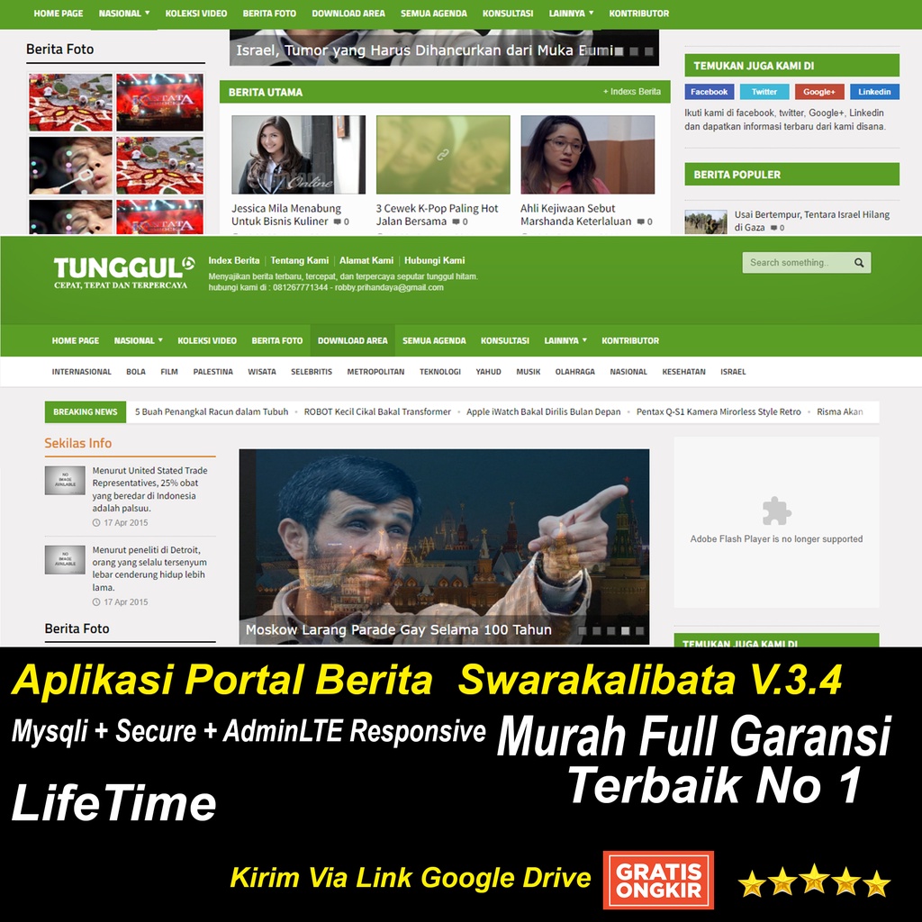 Aplikasi Portal Berita  Swarakalibata V.3.4 - Mysqli + Secure + AdminLTE Responsive