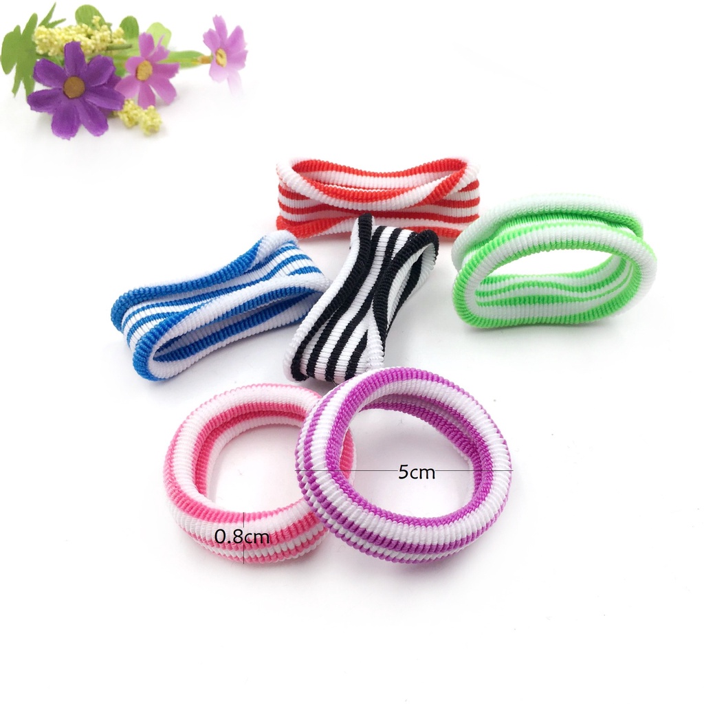 Ikat Rambut Donat Rajut Motif Salur 5cm Ikat Rambut Kain Karet Rambut Kuncir Hair Ties Hairband-2