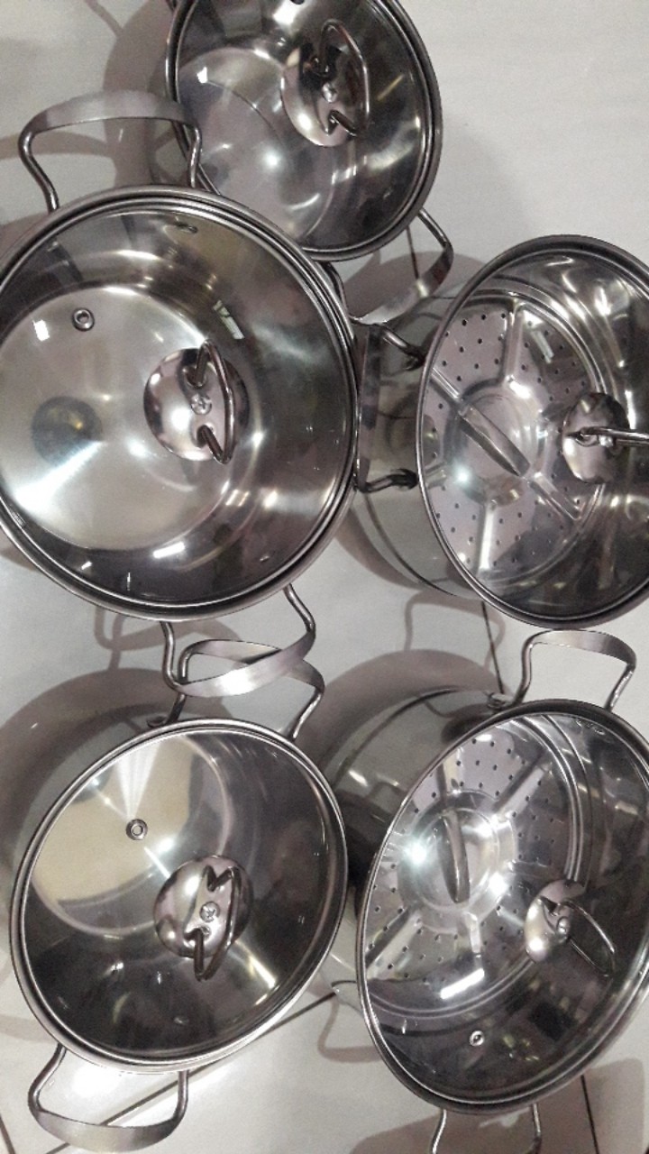 Panci Stainless Steel Ware 12 Pcs Dgn Sarangan Ori Super