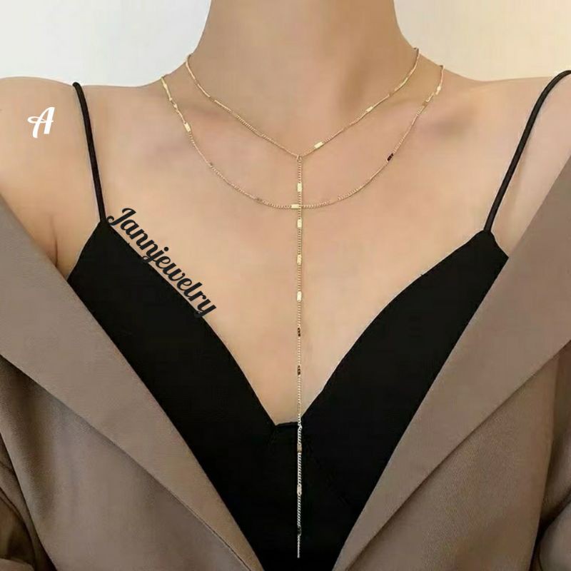 kalung etnik titanium double layer Rosegold EZ [KT-60]