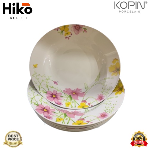 Piring Makan - Keramik - Motif Bunga Axio - 9 Inch / 9 Inci - Kopin| Piring Keramik / Piring Makan K