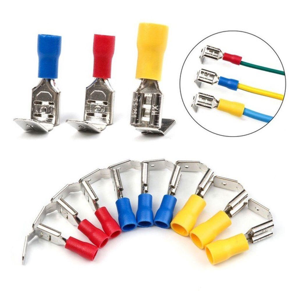 QUINTON Terminal 50pcs 6.3mm Sekop Crimp Insulated Pria Wanita
