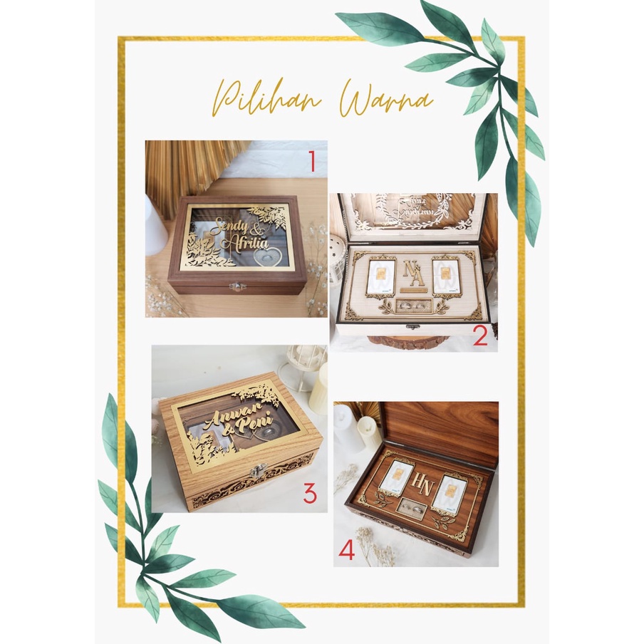 [Size L] Custom Wooden Mahar Box Kotak Mahar Hantaran Perhiasan Emas by Lasercreative