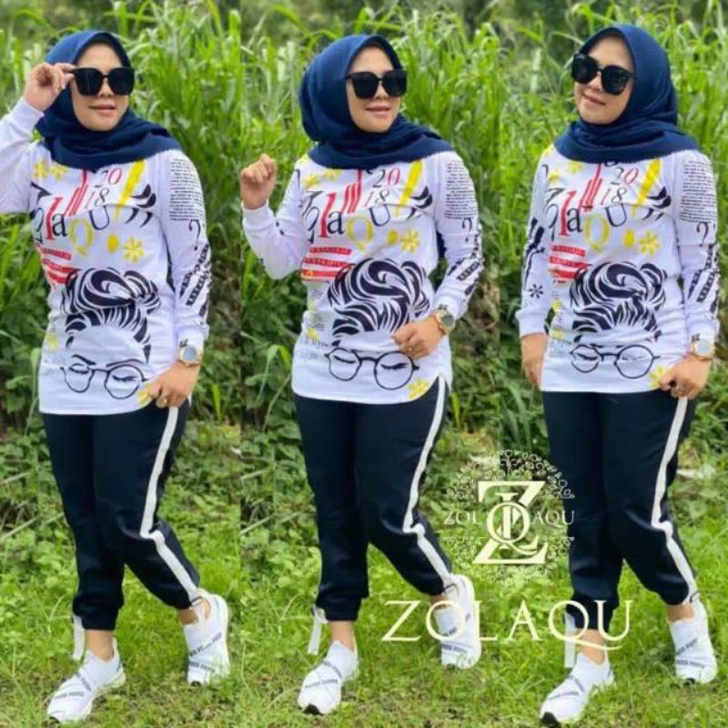 Setelan Zolaqu Putih Hitam ori