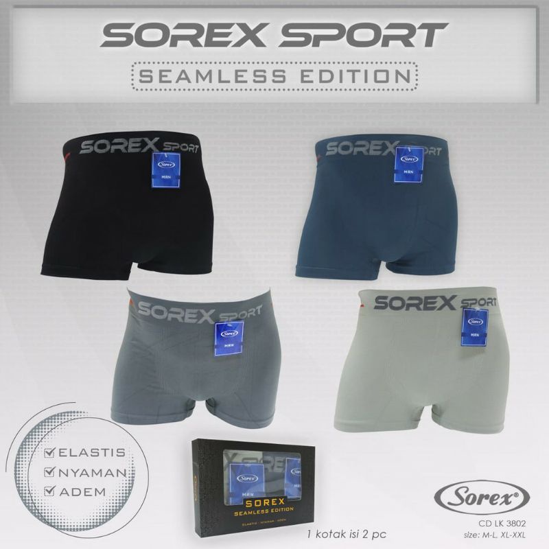 Celana Dalam PRIA Segiempat SOREX Jumbo (XL-XXL) - (M- L) RAJUT Karet BOXER Jumbo CD Seamles PRIA Per 1 Pc