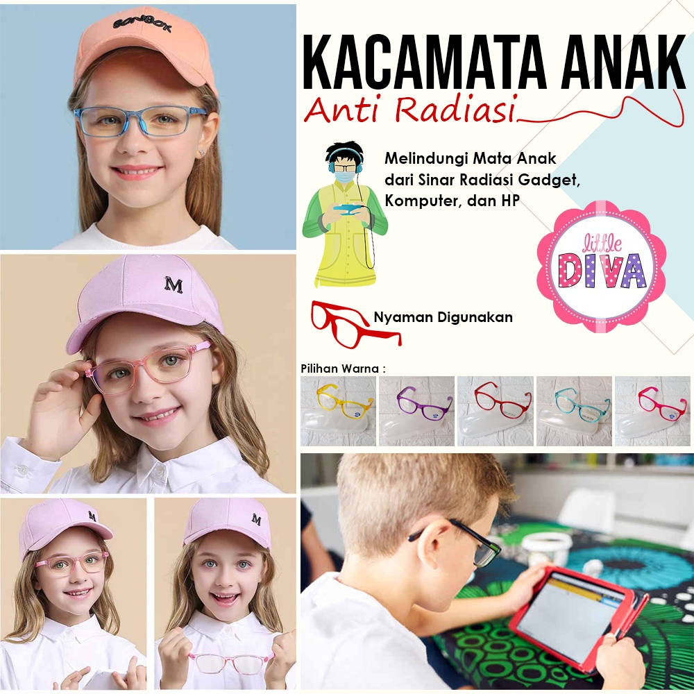 Kacamata Anak ANTI RADIASI Blue Light Filter Anak + BOX - Kaca mata Pelindung Mata Blue Light Sinar Biru HP Komputer Gadget Free Wadah