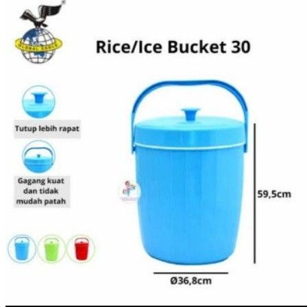 Global Eagle RIBR30 Rice/Ice Bucket 30 Liter - Merah, Biru, Hijau