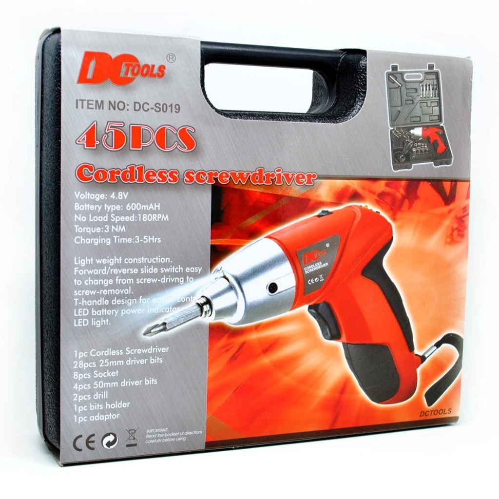 FatihShop Taffware Cordless Multi-function Electric Screwdriver 4.8V 45pcs S019