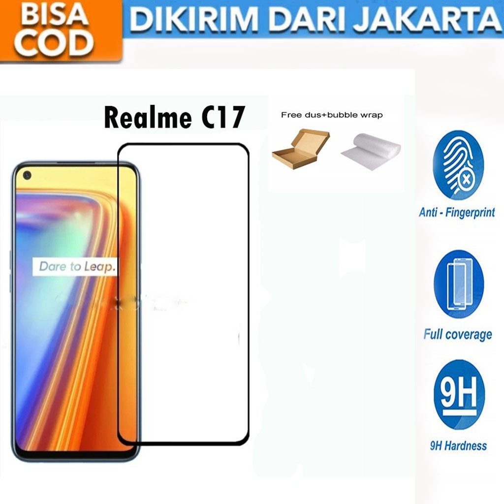 Realme C17 Full Cover/Full Screen Tempered Glass Screen Protector Anti Gores