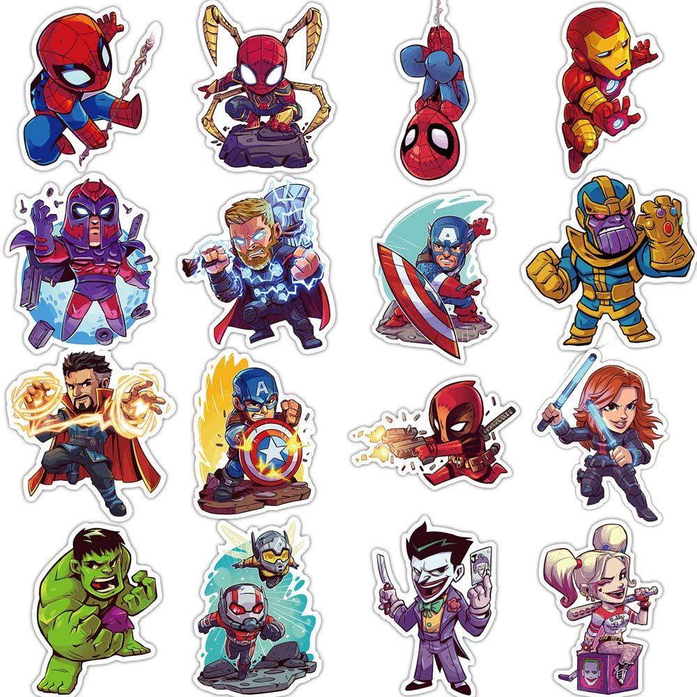 50 Pcs / Pak Stiker Desain Anime Spiderman Avengers Tahan Air Untuk Alat Tulis Laptop Koper Scrapbook