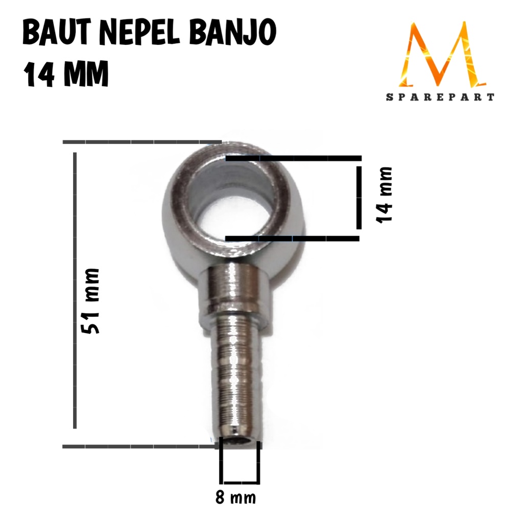 NEPEL BAUT BANJO  NEPEL RUNCING 14 MM