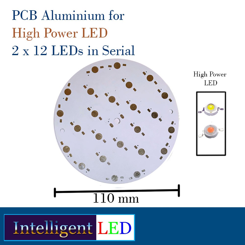 Aluminium PCB for 2 X 12 Serial High Power LED Round 110 mm