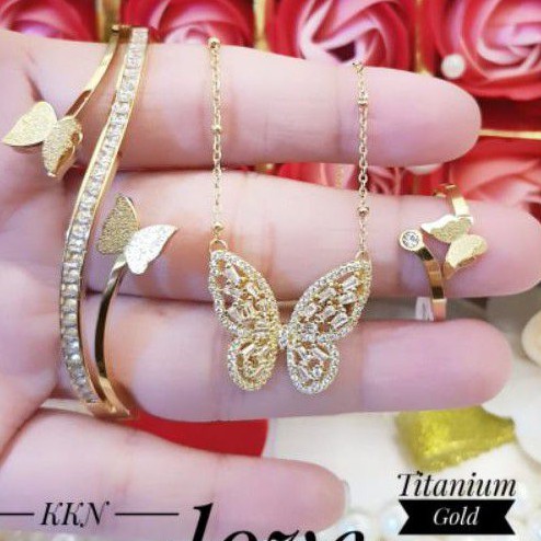 Titanium Set Perhiasan Kupu 2228