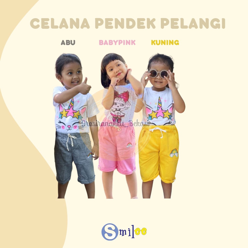 Celana Pendek Anak Pelangi Mix Warna Size 3-5 T