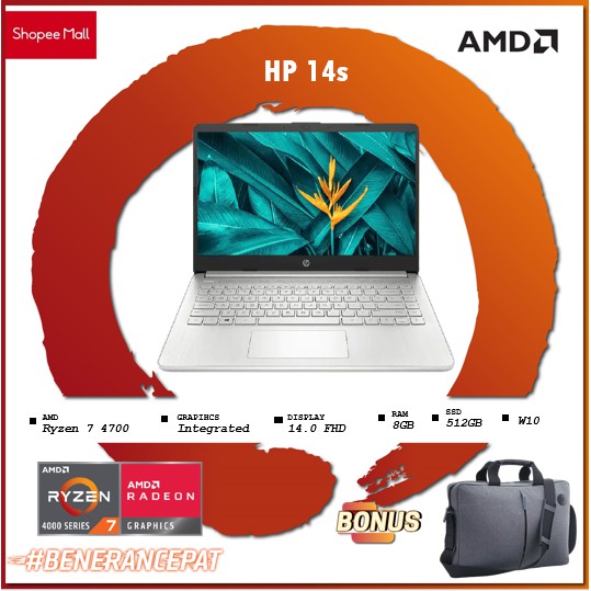 HP 14s fq0013AU - AMD Ryzen 7 4700 8GB 512ssd Vega7 W10+OHS 14.0FHD