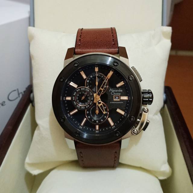 Jam tangan pria Alexandre Christie AC 6519 Silver plat Black Original