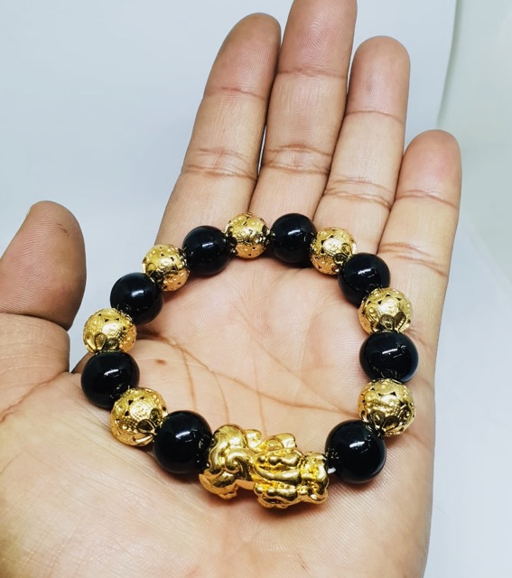 Gelang batu hitam gelang pixu lapis emas yaxiya